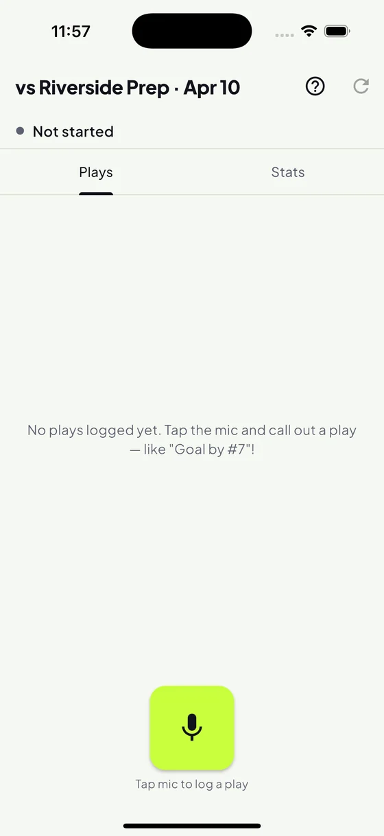 Statter — tap the mic to log a play